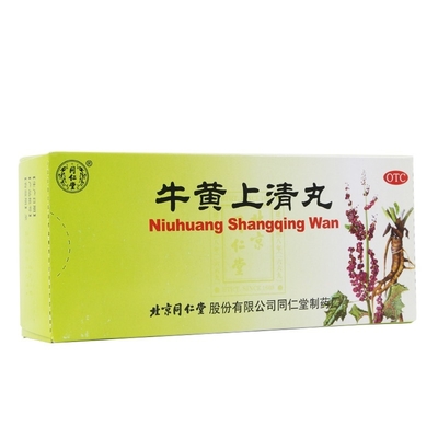 Beijing Tong Ren Tang Co., Ltd. Tong Ren Tang Pharmaceutical Factory Pigułki Niuhuang Shangqing 6g*10 tabletek Ból głowy Zawroty głowy Zaczerwienione oczy Szumy uszne Ból gardła Owrzodzenia jamy ustnej Opuchnięte i bolesne dziąsła